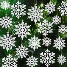 Plastic Snowflake Ornaments for Christmas Tree Decorations White Crafts