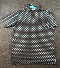 FootJoy Golf Polo Shirt Mens M Black Floral Print Performance Stretch