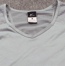 Nike Shirt Womens Small Gray Dri Fit Long Sleeve Gym T-Shirt Run Relaxed