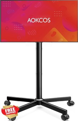 AOKCOS Rolling TV Stand Black 32-65''