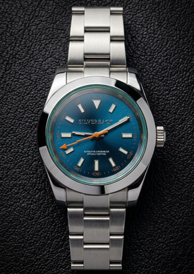Silverback Classic 40mm Automatic - Blue Dial, Green Sapphire, Hand-Built UK
