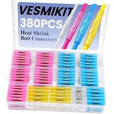 380PCS Heat Shrink Butt Connectors-Marine Grade Waterproof Electrical Wire