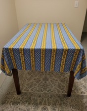 Tissus Toselli, French Country Provencal, Blue, Yellow/Gold, Square Tablecloth
