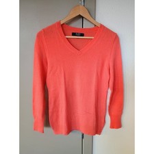Alex Marie 100 cashmere Vneck sweater orange/pink color super soft quiet Luxury