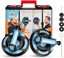 2Pack 9" Heavy-Duty Glass Suction Cups, Metal Handle Vacuum Lifters for Large...