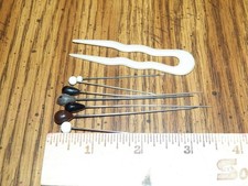 Vintage Lot of 7 Small Hat Pins and a 2-Prong Hair Pin