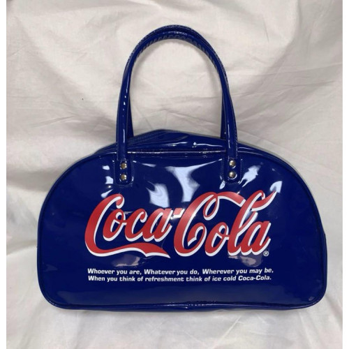 COCA COLA Original Enamel Boston Travel Bag Blue Vintage
