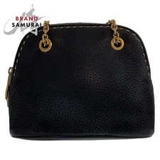 Excellent Condition CELINE Vintage Triomphe Black Leather Mini Shoulder Bag Acce
