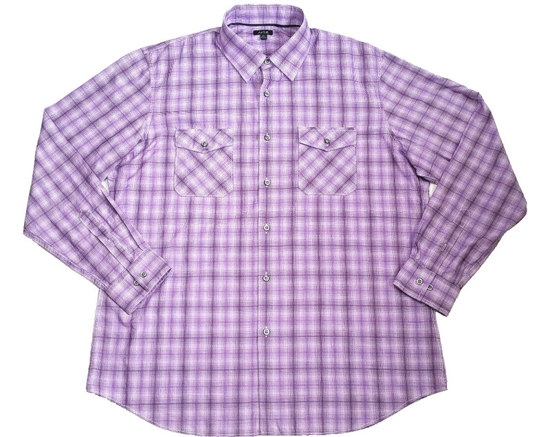 Apt 9 Men Size Extra Large Western Casual Button Down Shirt Purple Plaid Cotton