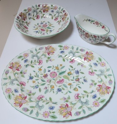 Minton Haddon Hall Servierplatte 38x30cm, Schüssel 25cm, Sauciere, neuwertig