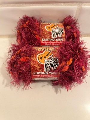 Lot of 2 Samba Sullivans Knitting Eyelash Yarn Fun Fur Pink Aztec Yarn #90402
