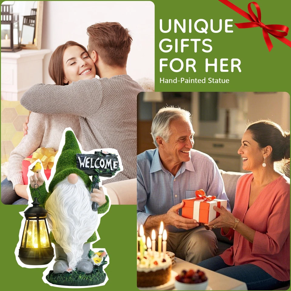 Pequeño Pájaro Enano Estatua Solar LED Decoración Exterior Halloween Navidad Regalo Foto 2 de 4