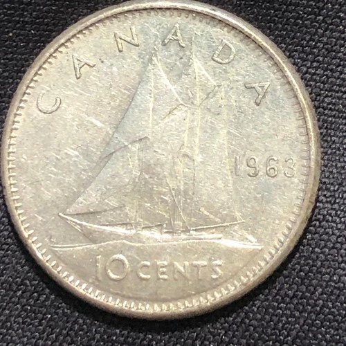 1963 Canada 10 Cents Silver Coin - XF (Extra Fine) condition