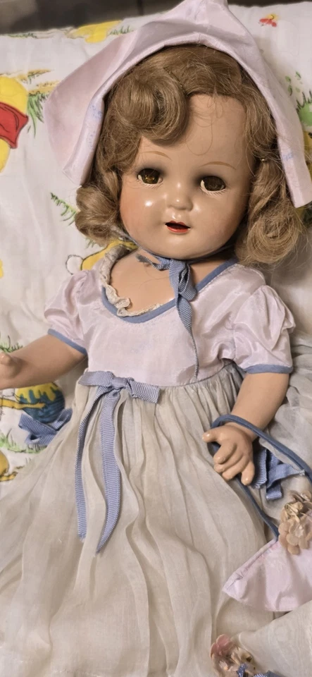 Muñeca Antigua Composición Arranbee Nancy 16" Rubia Mohair Con Ropa Foto 2 de 4