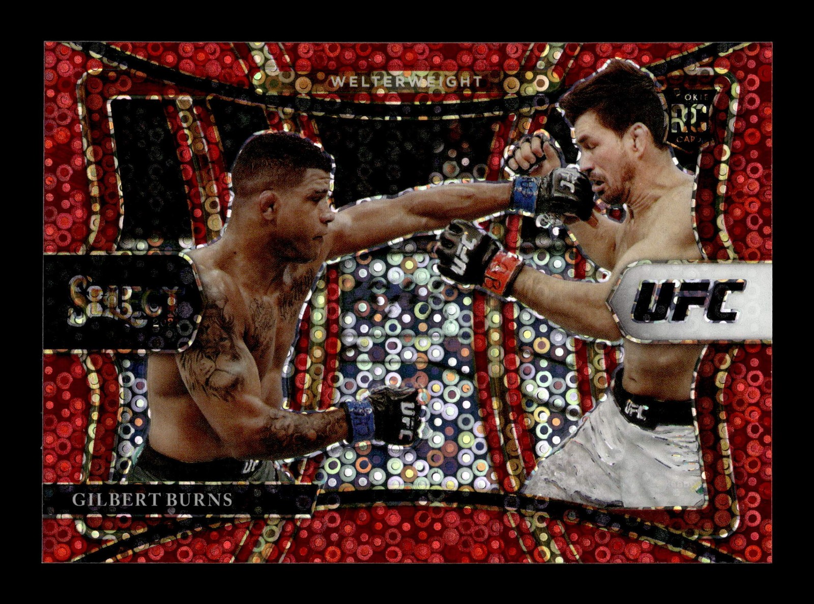 2021 Panini Select UFC #139 Gilbert Burns Red Disco Prizms #/199 ROOKIE RC