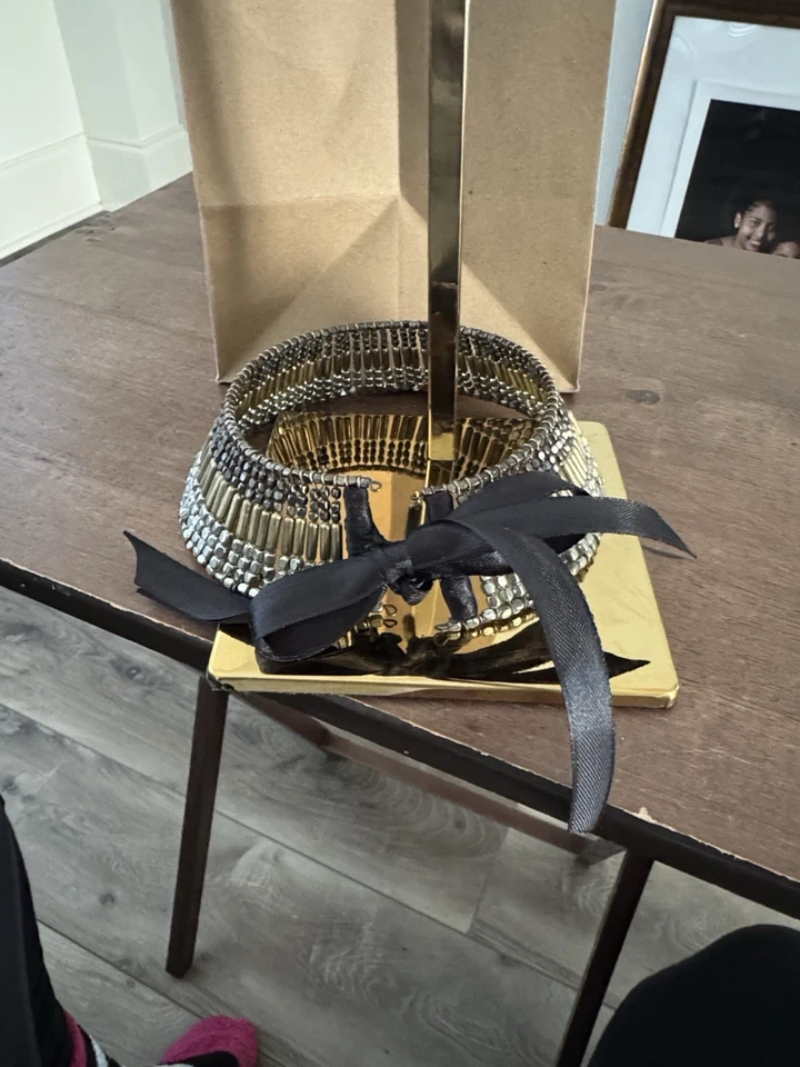 Iris Apfel & Bajalia трехцветный металлический бисер коренастый воротник заявление ожерелье - Изображение 3 из 4