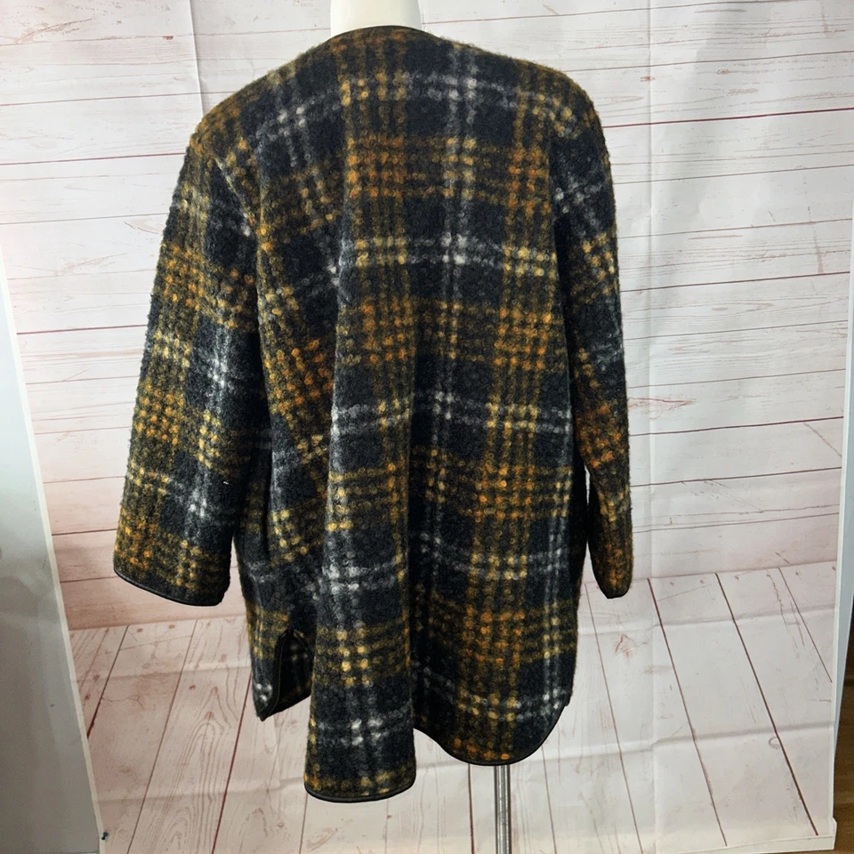 Ava + Viv женщин размер 2 X черный оранжевый Tartan клетку флис открытый переднее пальто - Изображение 4 из 4