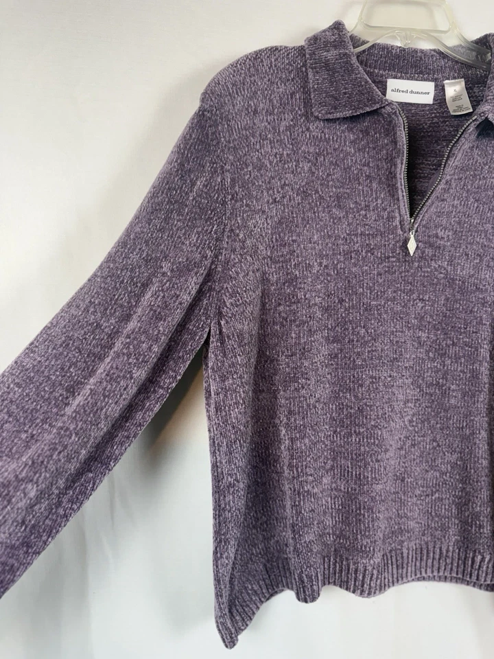 Suéter Para Mujer Alfred Dunner Talla XL Manga Larga 1/4 Cremallera Púrpura Súper Suave✨ Foto 4 de 4
