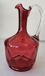 Antique Handblown Victorian Dark Cranberry glass decanter.