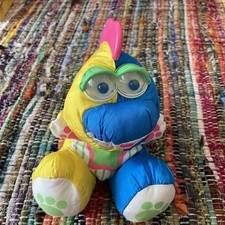 Vintage Fisher Price 1991 Puffalump 8  Plush Dino W Googly Eyes Baby Nylon