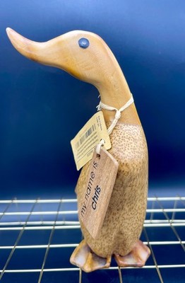 Woodstock Environment DCUK hand-carved wood duckling named Chris
