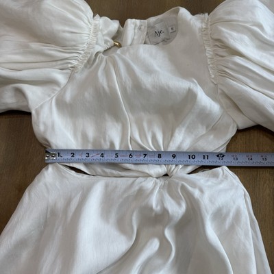 Aje Vanades Midi Dress Linen Size 6/ US 2 Ivory Cut-Out Ring A-Line Puff  Sleeve | eBay