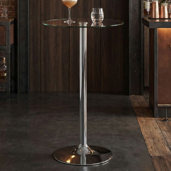 Stehtisch FineBuy Bartisch Bistrotisch Imbisstisch Metall Chrom Glas Rund 60 Cm-image