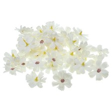 50Pcs 1.77" Artificial Silk Multi-layered Flower Heads Fake for DIY White