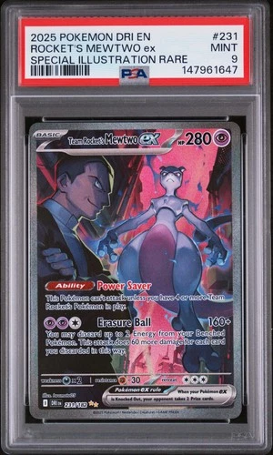 2025 POKEMON DRI SPECIAL ILLUSTRATION RARE #231 TEAM ROCKET'S MEWTWO EX PSA 9