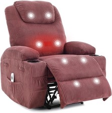 Recliner Chair Electric Massage Heated, 135  Adjustable with Cup Holders Pink