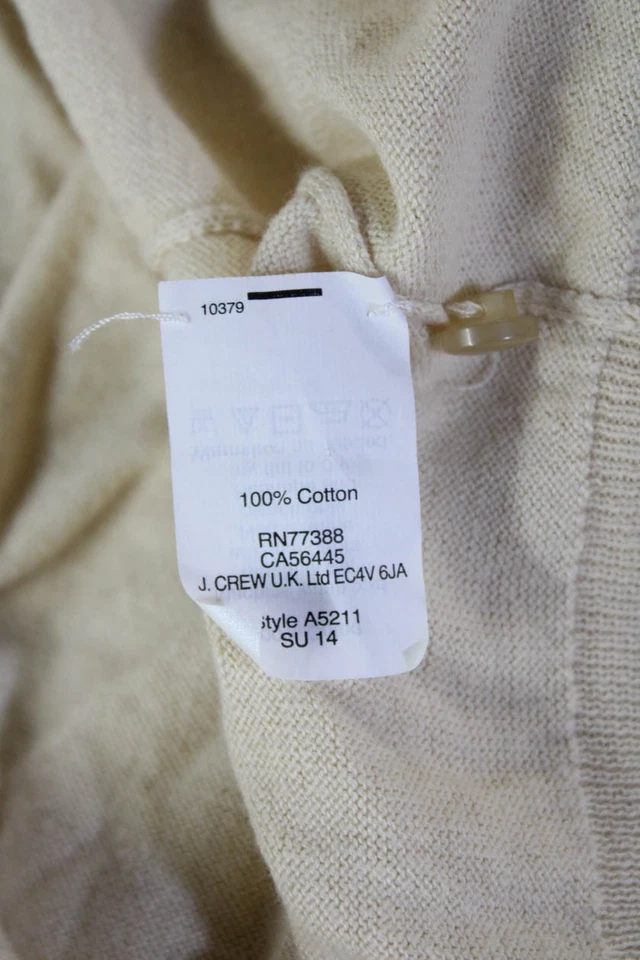 Cárdigan J Crew Mujer Beige Algodón Botón Manga 3/4 Estampado Animal Talla M Foto 4 de 4