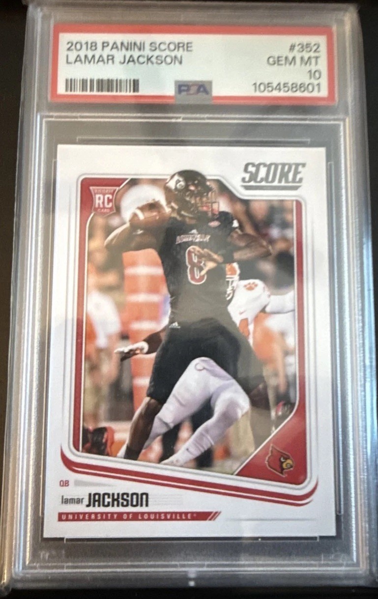 2018 Score - Rookies Lamar Jackson #352 (RC) PSA 10 Ravens