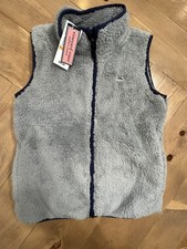 NWT Vineyard Vines Kids Small 5-6 Sherpa Gray Full Zip Fleece Vest