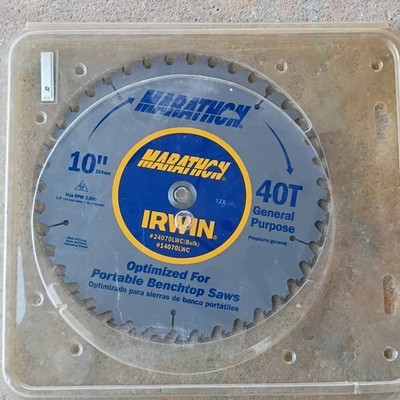 IRWIN Marathon 10in 40T benchtop  Saw Blade 5/8 Arbor 5900 RPM