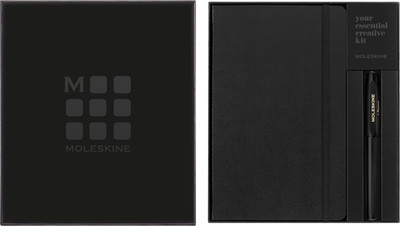 Classic Notebook and Kaweco Roller Pen Bundle, Large, Ruled, Black, Hard Cover (