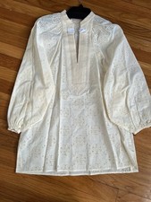 Tory Burch Perforated Logo Pattern Caftan Kaftan Dress In New Ivory Size: S