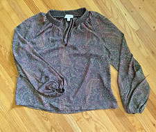 Evereve Kyra Paisley Smocked Blouse Shirt Multicolor Floral Made in USA