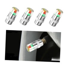 Tire Pressure Monitor Valve Caps, 3 Color Eye Alert Tire Pressure 4 PCS Silver