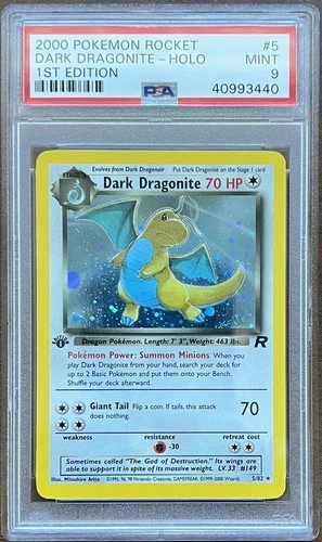 2000 POKEMON ROCKET 1ST ED #5 DARK DRAGONITE-HOLO PSA 9