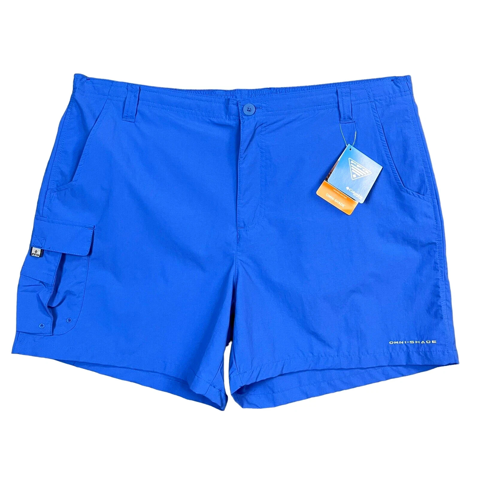 Columbia Mens Bahama Nylon Cargo Shorts Sz 1X (40x6") Vivid Blue UPF 50 Fishing