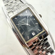GUESS QUARTZ WATCH JAPAN MOV'T G85414G  BLACK SILVER FACE NEW BATTERY