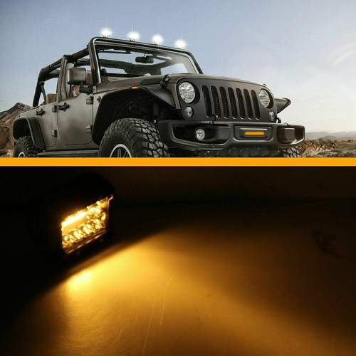 Pair 4 Inch LED Work Cube Light Bar Pod White & Amber Strobe Lamp for Pickup SUV - Picture 8 of 9