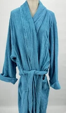 NEW Dreams & Co. Women's 26/28 2X Plus Size Long Terry Robe Aqua Blue