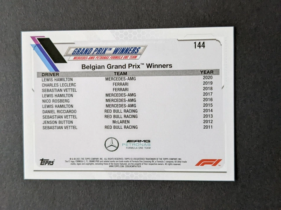 2021 Topps Formula 1 Checker Flag #144 Lewis Hamilton Mercedes AMG - Image 2 of 2