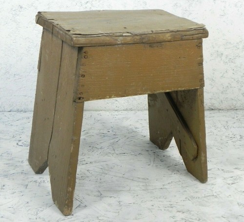Antico piccolo sgabello in legno vintage da mungitura rustico da collezione  | eBay