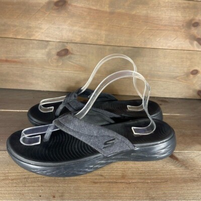 skechers goga mat womens size 10 shoes black slip on thong