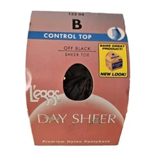 Leggs Size B Off Black Day Sheer Pantyhose Control Top Sheer Toes 152 04 NIB 