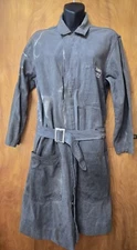 Vintage Hercules (Sears) Work Shop Coat Gray Denim Logoed Metal Buttons Belted