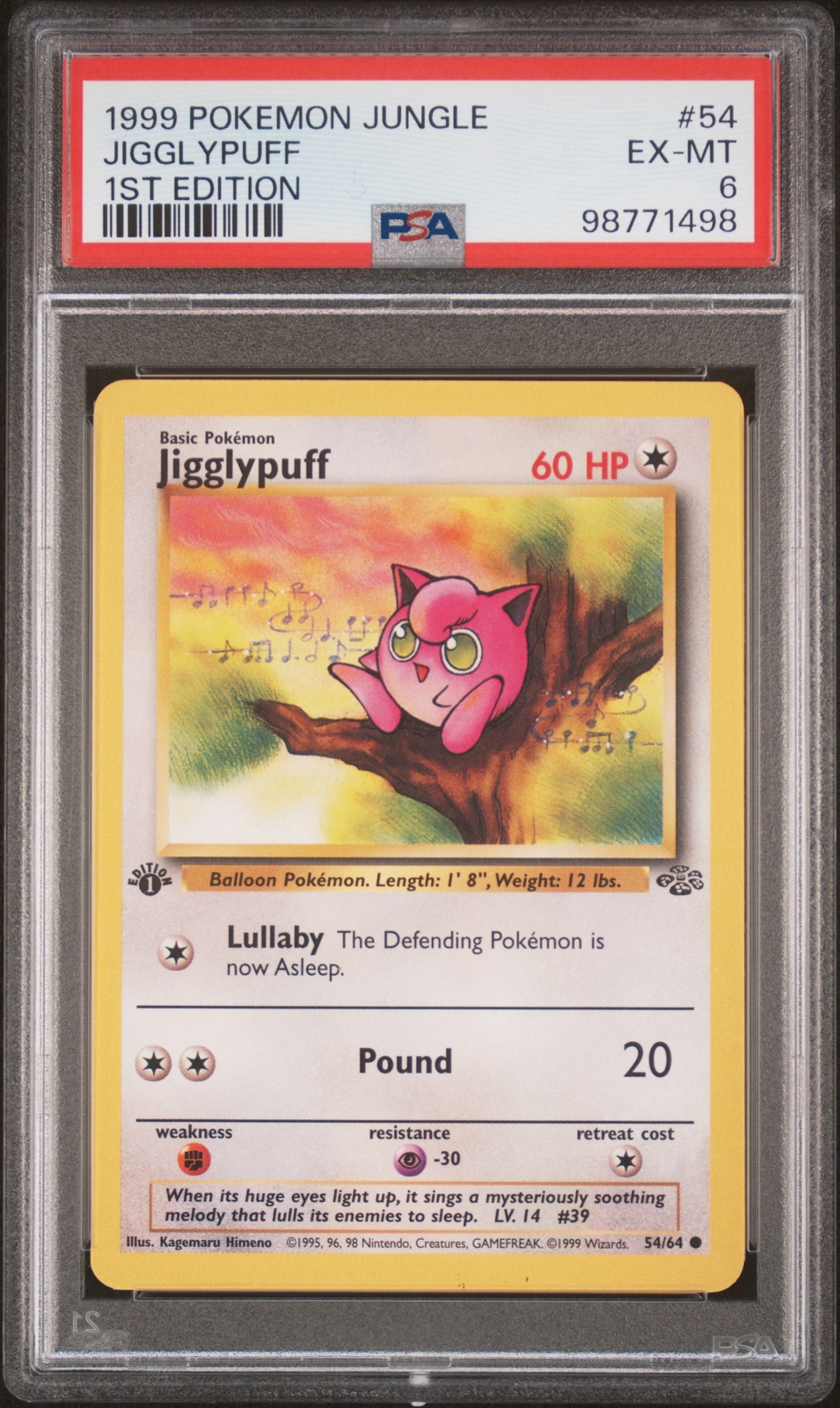 1999 POKEMON JUNGLE 1ST EDITION #54 JIGGLYPUFF PSA 6