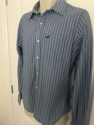 Hollister California Blue stripe mens shirt Size Small - Picture 6 of 11